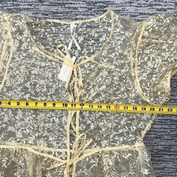 NWT By Anthropologie Sheer Short-Sleeve Organza Maxi Dress Canary Medium - Picture 8 of 14